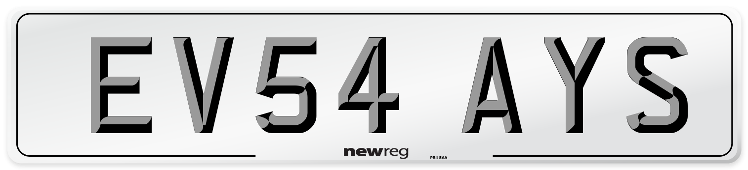 EV54 AYS Number Plate from New Reg